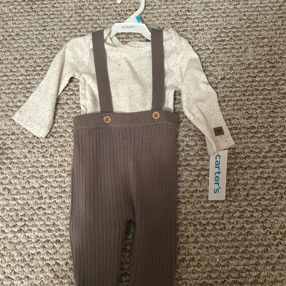 Carter's Cream and Brown Sweater Set